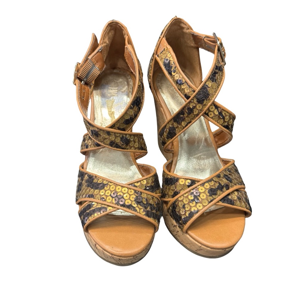 INC International Concepts Sequin Wedge Sandals Size 7 Elegant Summer Style - Picture 3 of 8